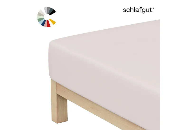 Schlafgut Schlafgut Spannbettlaken Basic Cotton Bettlaken, 160 g/m², 100% Baumwolle, Spannbetttuch, Jersey, Gummizug: rundum, (1 Stück), Spannbettlaken bis 20 cm Matratzenhöhe, bügelfrei und pflegeleicht, Braun, – Produktbild 1 von 7