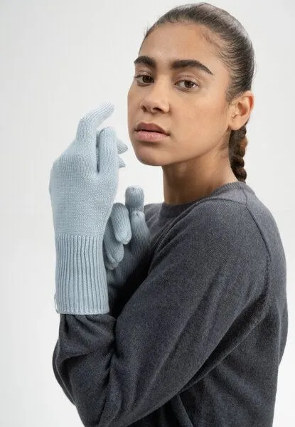 MELA MELA Bundle Feinstrick Mütze HIMMAT + Strick Handschuhe RISHI, Cloudy blue, – Produktbild 5 von 5