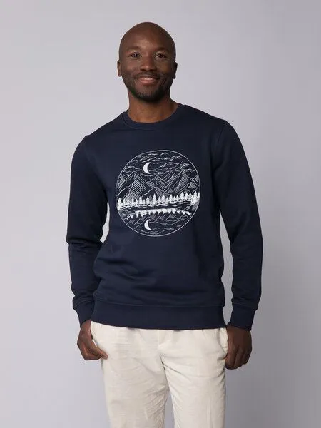 watapparel watapparel Sweatshirt Unisex Mountains by night, French navy, – Produktbild 2 von 4