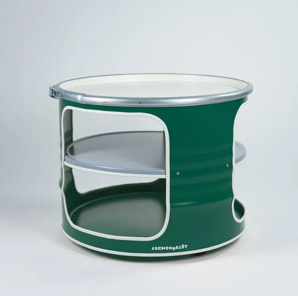 Lockengelöt Lockengelöt Bob Couchtisch aus einem Hamburger Ölfass, Moosgrün (gepulvert), – Produktbild 2 von 4