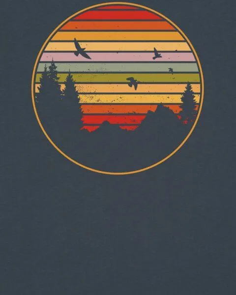 watapparel watapparel T-Shirt Sunset Berge & Tannen, India ink grey, – Produktbild 3 von 4
