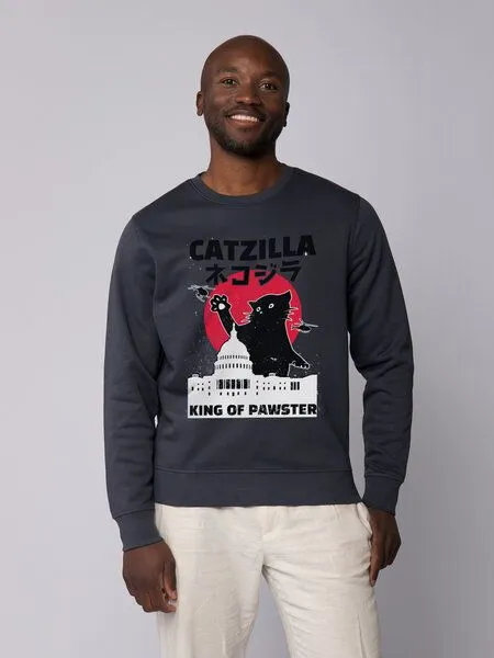 watapparel watapparel Sweatshirt Unisex Catzilla, India ink grey, – Produktbild 2 von 3