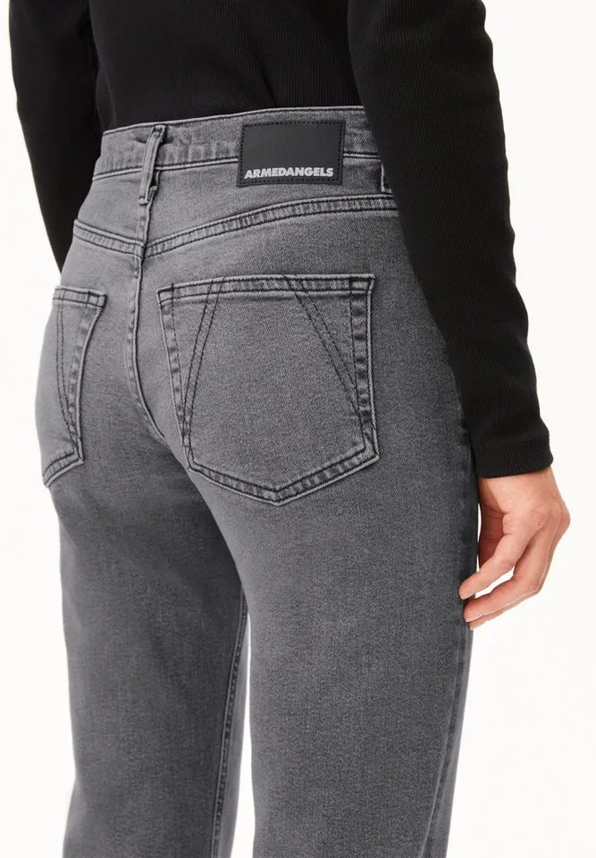 ARMEDANGELS ARMEDANGELS Straight-Jeans CARENAA Jeans aus recyceltem Baumwoll-Mix (Comfort-Stretch, Slim Fit) Mid waist, Grau, – Produktbild 3 von 5