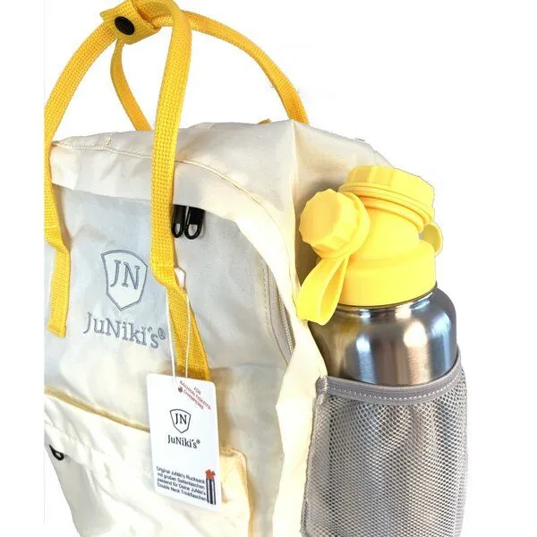 JN JuNiki's JN JuNiki's Ultraleichter JuNiki's Rucksack + isolierte Premium-Trinkflasche recyceltes PET, Gelb, – Produktbild 1 von 3