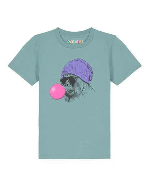 watabout.kids watabout.kids T-Shirt Kinder Gorilla Kaugummi, Teal monstera, – Produktbild 1 von 2