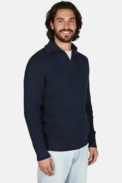 Hanseheld Hanseheld Troyer Baumwolle GOTS Herren Troyer-Pullover Bio, Blau, – Produktbild 3 von 4