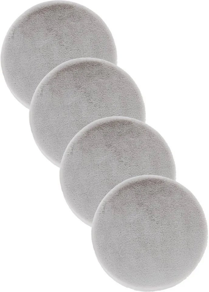 ASTRA Teppich Elda, rund, Höhe: 13 mm, runde Dekofelle im 4 er Set, kuschelweich, Wohnzimmer, Kinderzimmer, Silberfarben, – Produktbild 2 von 3