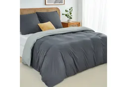 Topfinel Bettwäsche 135x200cm 4 teilig winterbettwäsche mit reißverschluss bügelfrei wärm, satin, 2 teilig, kühlende bettwäsche 135 x 200 Grau Hellgrau wendebettwäsche boho – Produktbild 1 von 1
