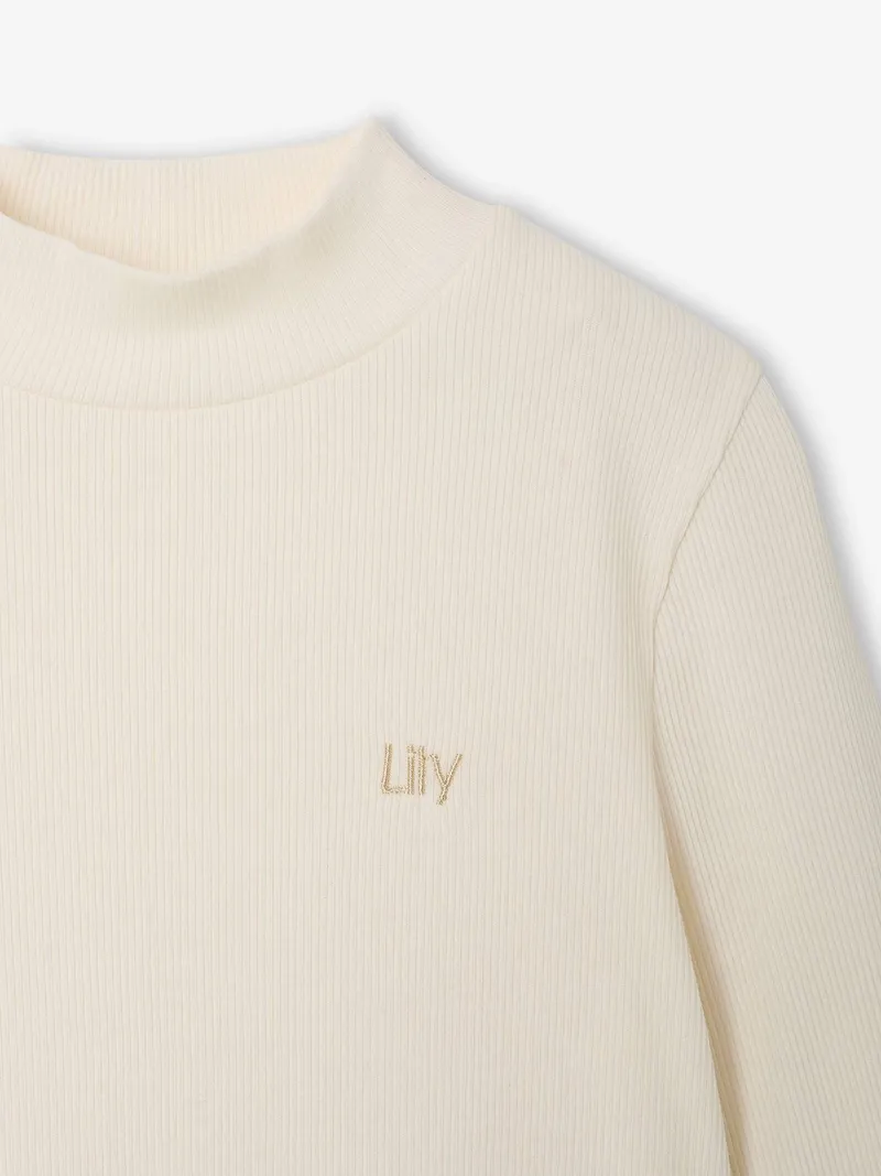 Vertbaudet Unterziehrolli aus Rippjersey Mädchen personalisierbar, Wollweiß, – Produktbild 2 von 2