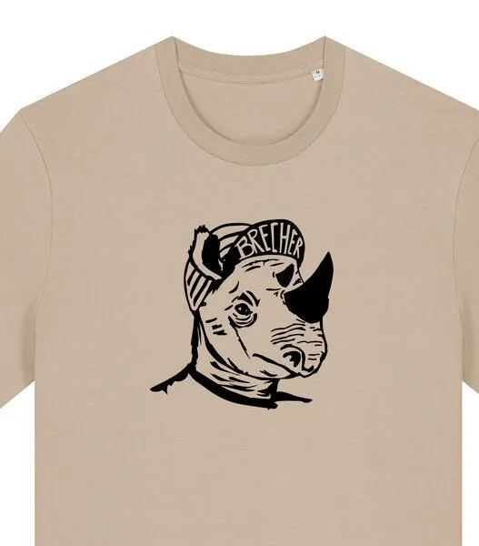 päfjes päfjes Nashorn der Brecher Fahrrad Gravel - Unisex Männer Bio Unifarben T-Shirt, Desser dust (braun), – Produktbild 2 von 4