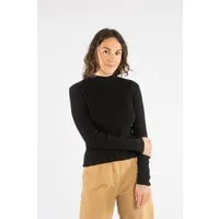 MATONA MATONA Damen vegan Langarmshirt Mit Geripptem Kragen Onyx Schwarz – Produktbild 1 von 1