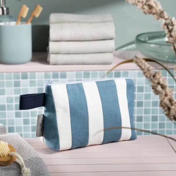 nahtur-design nahtur-design Kosmetiktasche aus 100% Leinen | Kleine Leinentasche, No_15 (blau), – Produktbild 2 von 4