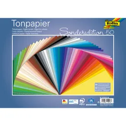folia folia Tonpapier, 130 g/m², sortierte Farben, 25 x 35 cm, 50 Bogen – Produktbild 1 von 1