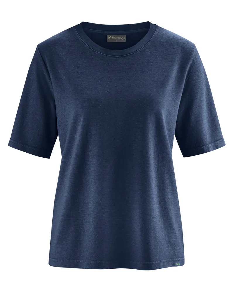 HempAge Hempage Damen vegan T-Shirt Kombination In Marineblau, Blau, – Produktbild 1 von 2