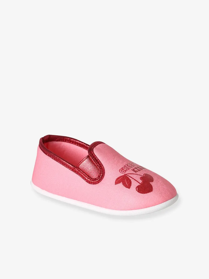 Vertbaudet Stoff-Hausschuhe mit Stern- und Einhorn-Print, Rosa, – Produktbild 1 von 4