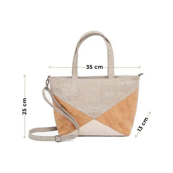 Kork-Deko Kork-Deko Großer Kork-Shopper grau/beige/weiß – vegan, geräumig & handgefertigt – Produktbild 6 von 8