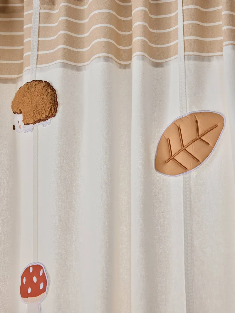 Vertbaudet Voile-Vorhang IGEL mit Tunnelzug und Girlande lichtdurchlässig Kinderzimmer, Beige, – Produktbild 4 von 4