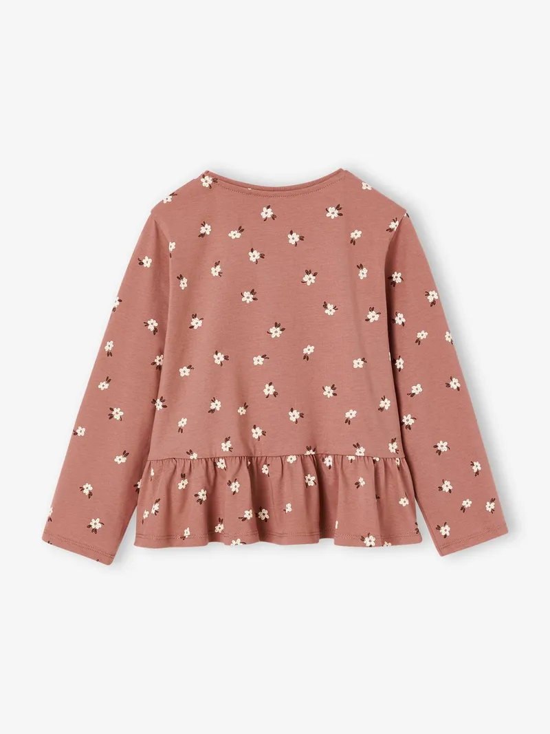 Vertbaudet Langarmshirt mit Schößchen Mädchen, Rosenholz, – Produktbild 2 von 3
