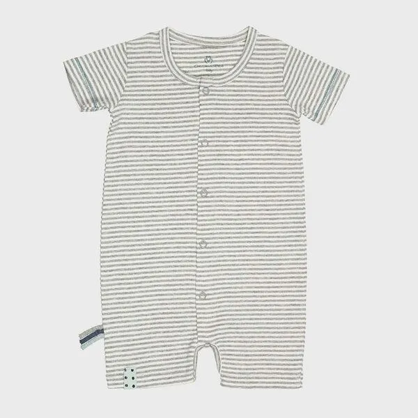 OrganicEra Baby Strampler, gestreift 'OrganicEra' aus Bio-Baumwolle, Grau, – Produktbild 3 von 4