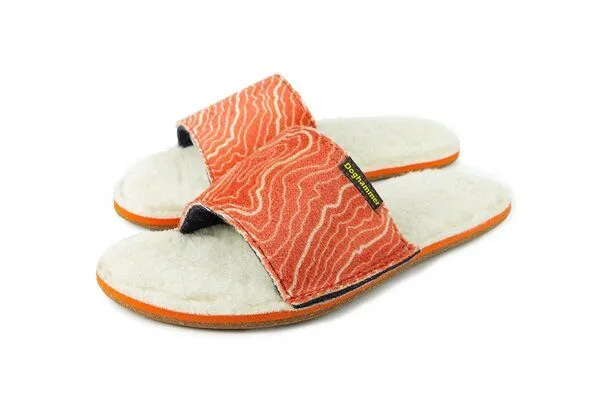 Doghammer Doghammer Upcycling Hausschuhe Damen und Herren - Hütte-offen | Orange – Produktbild 3 von 4
