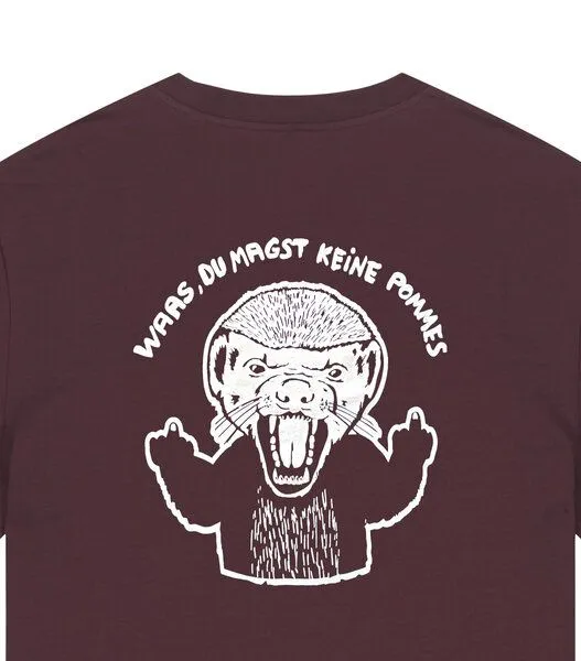 päfjes päfjes Pommes / Honigdachs mag Pommes Frittes - Fair Wear Unisex Männer Bio T-Shirt, Red brown (braun), – Produktbild 1 von 4