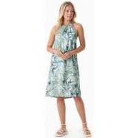 ORGANICATION ORGANICATION Neckholder-Kleid aus LENZING ECOVERO mit Blattmuster, Abstract leaf, – Produktbild 1 von 1