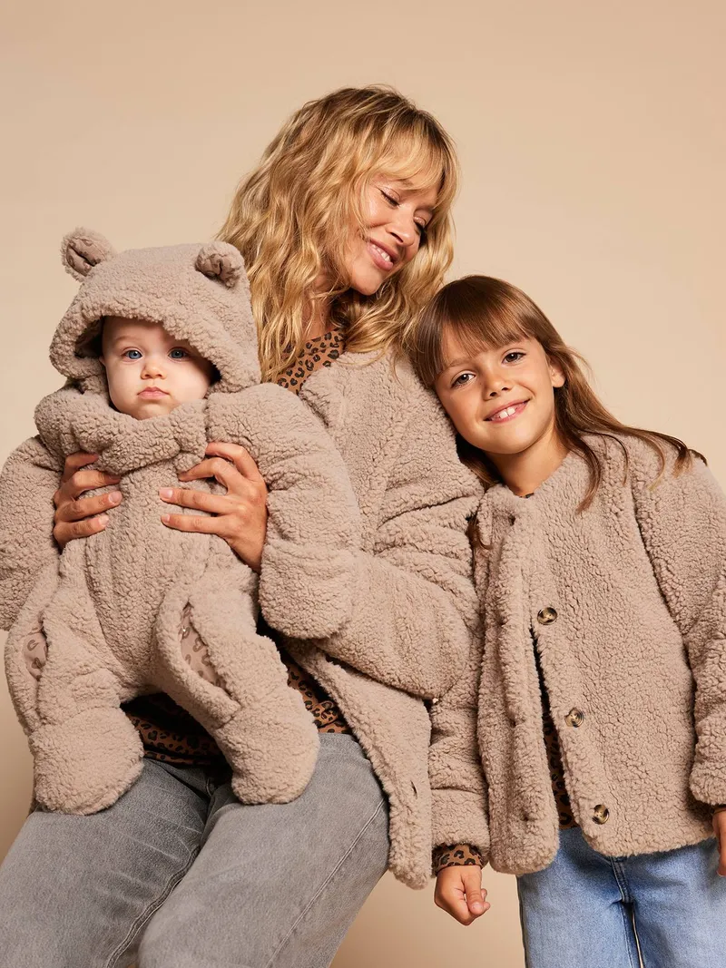 Envie De Fraise Mädchen Jacke mit Teddyfleece Mama-Tochter-Capsule, Taupe, – Produktbild 1 von 4