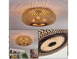 hofstein Deckenleuchte Deckenlampe aus Metall/Bambus in Schwarz/Natur, ohne Leuchtmittel, Boho-Style, skandinavisches Design, Schirm Ø 50cm, Lichteffekt, 3x E27 – Produktbild 1 von 1