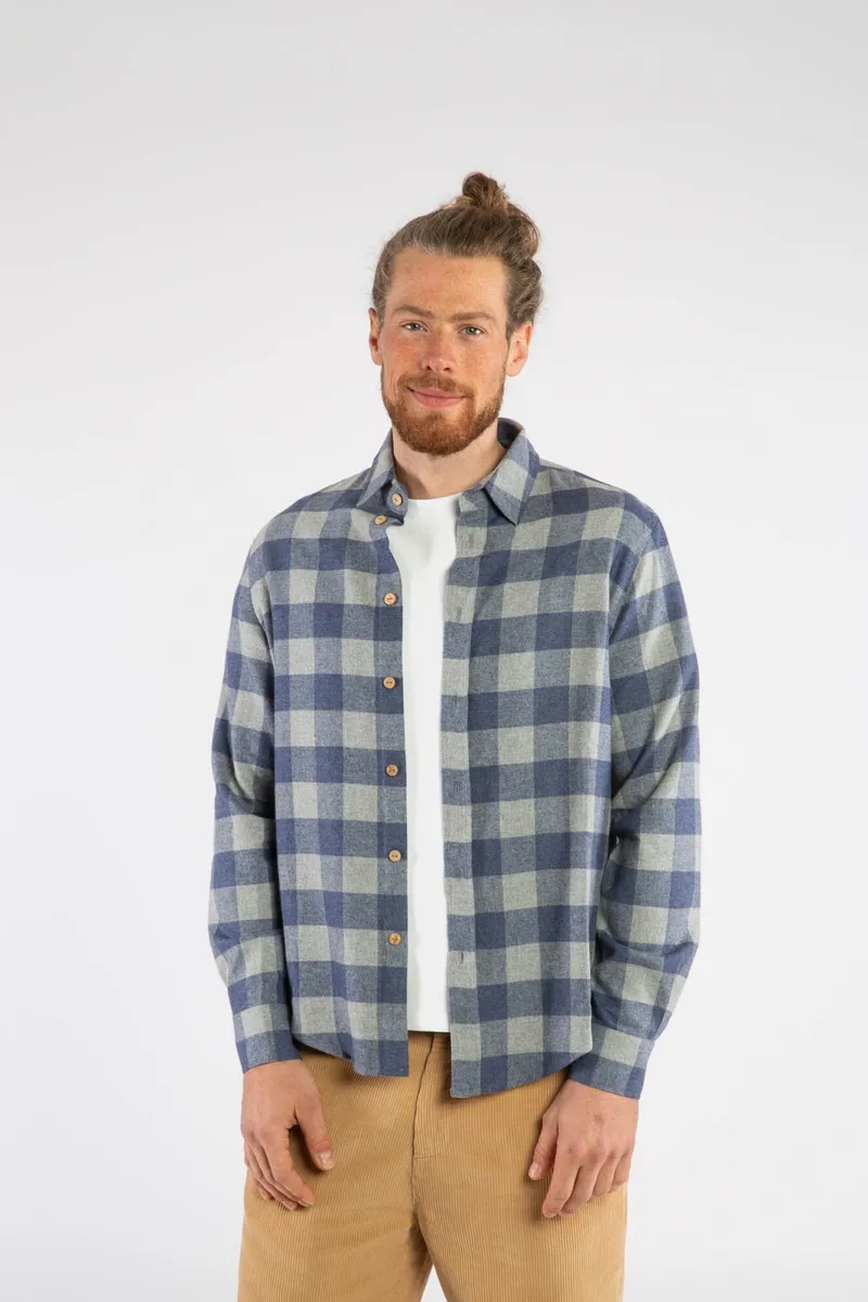 MATONA MATONA Herren vegan Hemd Flanell Kariert Blau, Dunkelblau, – Produktbild 2 von 2