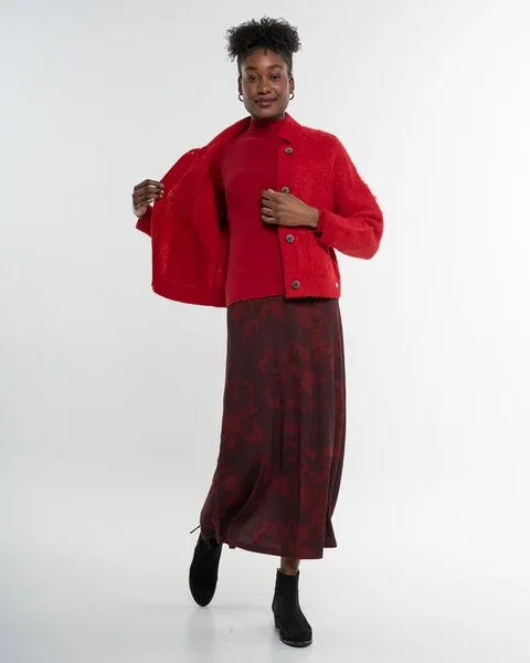 Alma & Lovis Alma & Lovis Kuschelige Wohlfühljacke aus gebrushtem Alpakastrick | Brushed Jacket, Poppy red (rot), – Produktbild 4 von 4