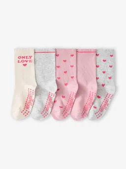 Vertbaudet 5er-Pack Stoppersocken mit Herzen Mädchen hell – Produktbild 1 von 1