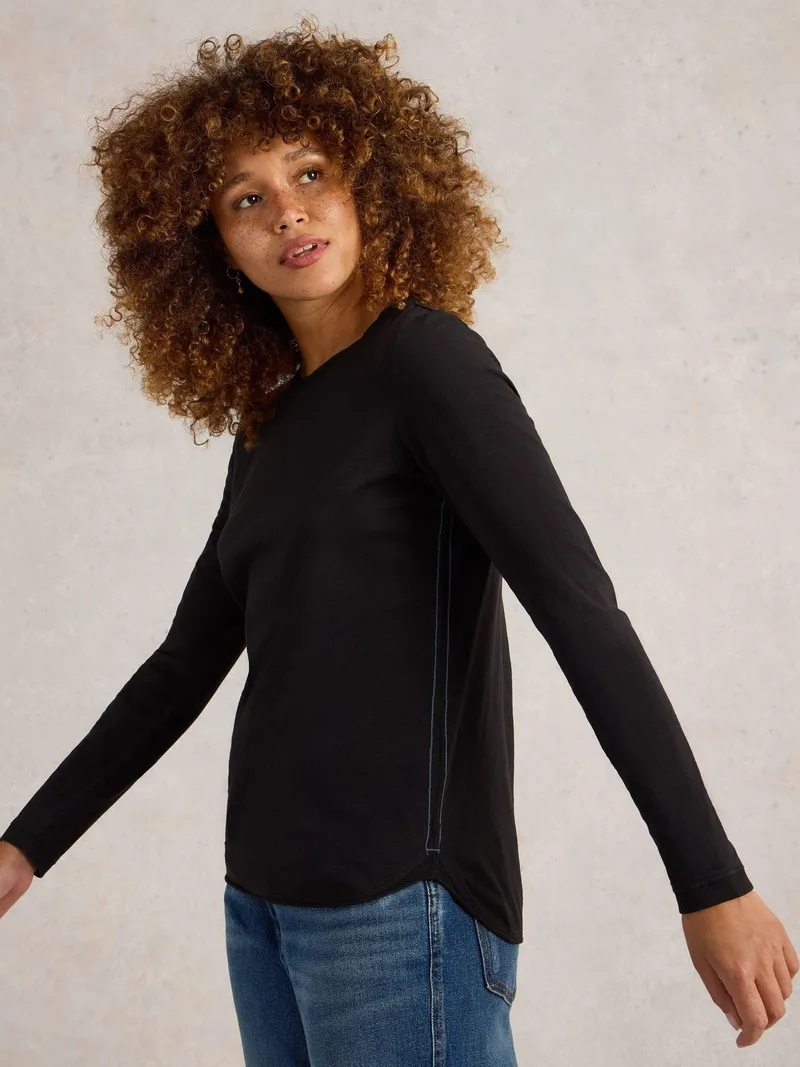 White Stuff Langarmshirt Clara - 34, Reines schwarz, – Produktbild 3 von 4