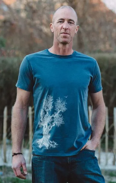 Life-Tree Life-Tree Shirt aus Biobaumwolle für Herren "Olive Tree", Blau, – Produktbild 4 von 5