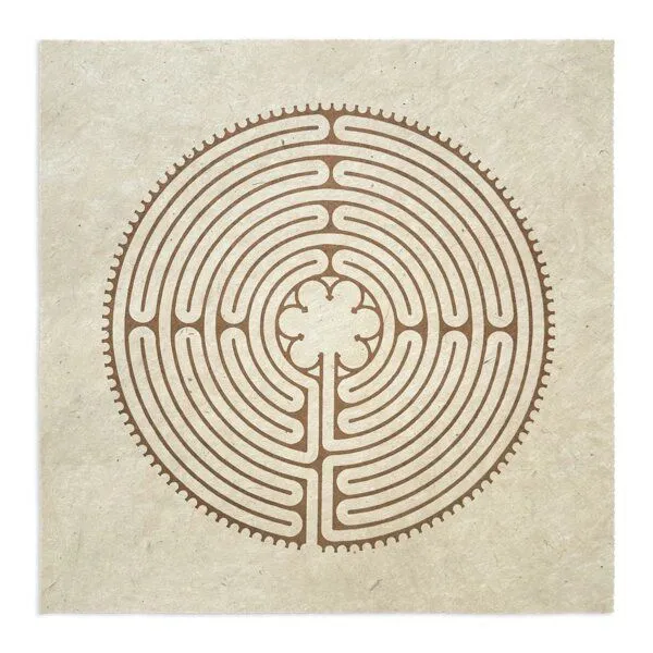Veskor Cassiopeia Veskor Cassiopeia LABYRINTH VON CHARTRES der Kathedrale Notre-Dame Linoldruck | 40 × 40 cm | Kupfer auf Rosenholz – Produktbild 1 von 4