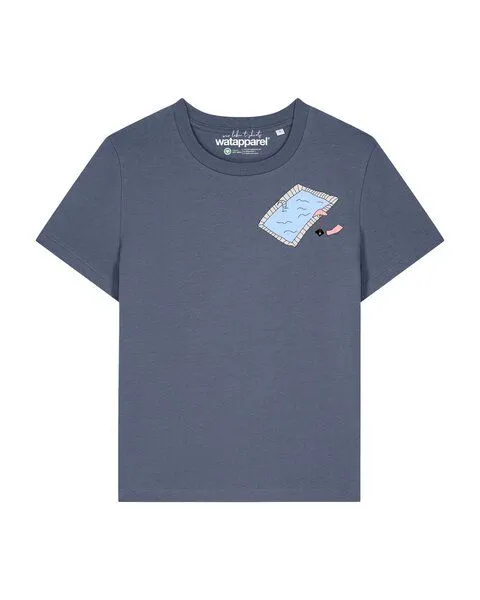 watapparel watapparel T-Shirt Frauen Swimmingpool chilling, Blue grey, – Produktbild 1 von 2