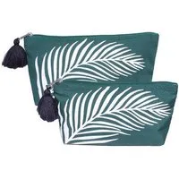 Schönes aus Indochina Schönes aus Indochina 2er-Set Kosmetiktaschen aus Upcycling-Baumwollstoffen, Grün, – Produktbild 1 von 1