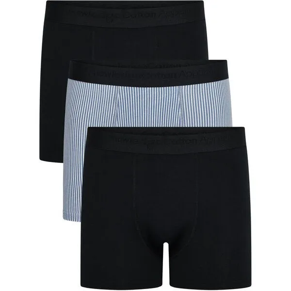 KnowledgeCotton Apparel KnowledgeCotton Apparel 3-Pack Boxershorts STRIPE Print aus Bio-Baumwolle, Schwarz-stripe, – Produktbild 1 von 2