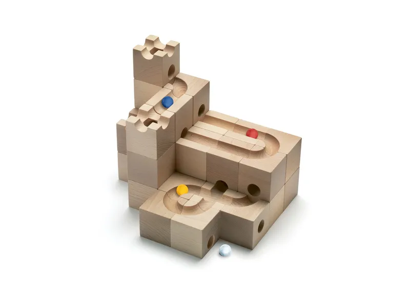 CUBORO CUBORO Kugelbahn aus unbehandeltem Buchenholz Standard 32 Maße: 5 x 5 x 5 cm, Natur, – Produktbild 1 von 2