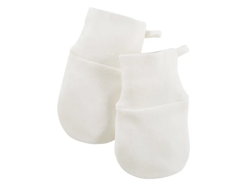 HANS NATUR Baby Handschuhe Fäustlinge Kratzschutz Bio-Baumwolle off white Gr. 0, Weiß, – Produktbild 1 von 1