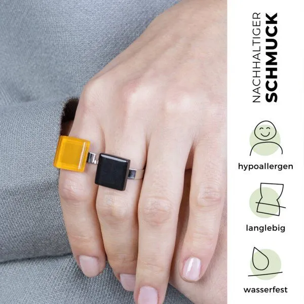 ALEXASCHA ALEXASCHA Minimalistischer Ring aus Glas, klein | PUREFORM, Sonnengelb, – Produktbild 3 von 4