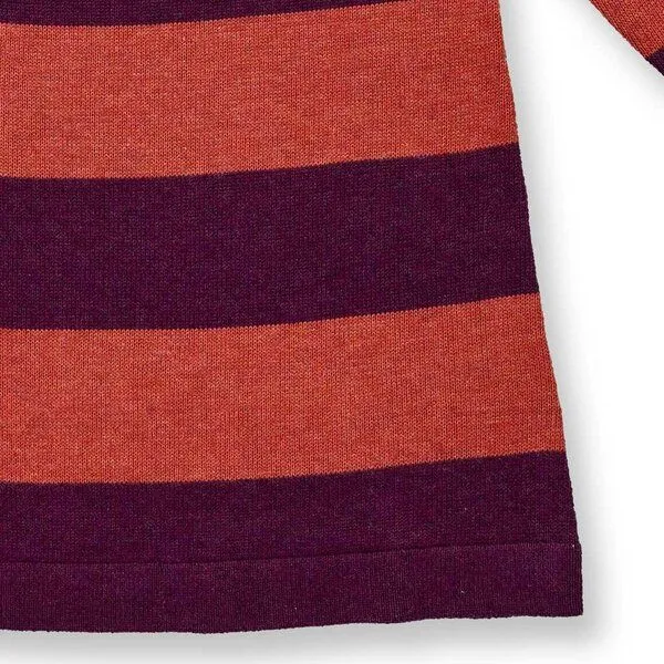 Sense Organics Sense Organics Mädchen Strickkleid in Terrakottarot-Bordeauxrot geringelt, Modell MARVA, Red, – Produktbild 4 von 4