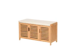 AD.CON Schuhbank Schuhbank aus Bambus mit Schrank und Sitzkissen Sitzbank Schuhregal – Produktbild 1 von 1