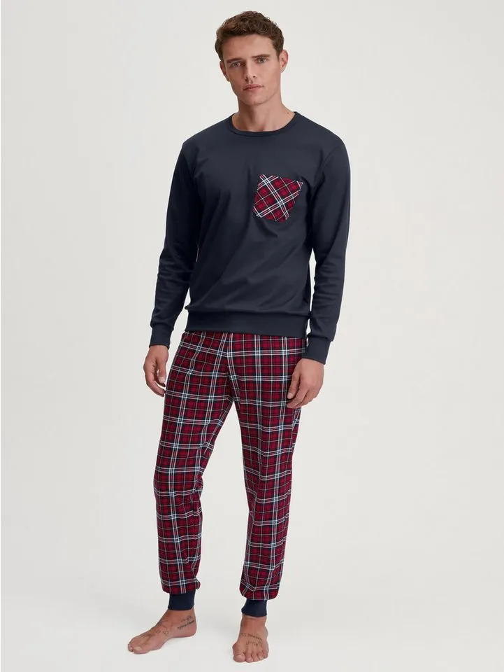 CALIDA CALIDA Pyjama Family & Friends Herren (2 tlg) weich, wärmend und bequem, Blau, – Produktbild 2 von 5