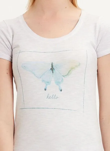 ORGANICATION ORGANICATION Garment Dyed T-Shirt aus Bio-Baumwolle mit Schmetterling-Print, Lilac, – Produktbild 4 von 4