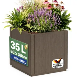 Casaria® Blumentopf Ethica Braun Kunststoff 36x36x35cm – Produktbild 1 von 1