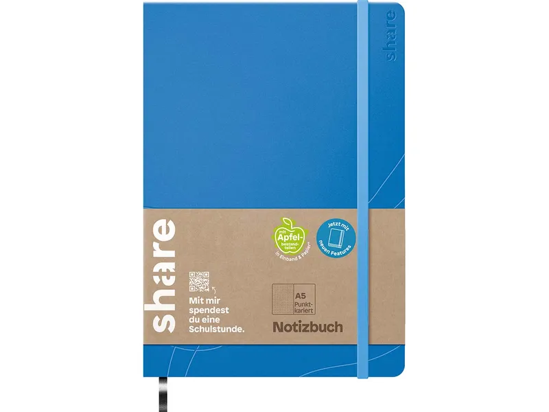 Share share Notizbuch DIN A5 punktkariert, hellblau – Produktbild 2 von 3