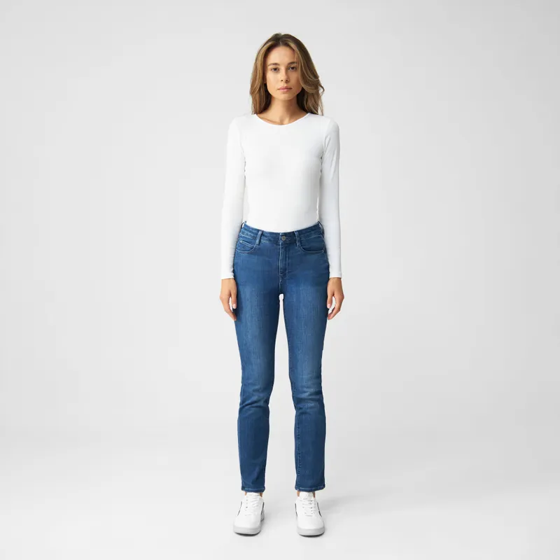 DAWN Damen Jeans STELLAR Slim Straight DAWN Bio-Baumwolle, Medium blue, – Produktbild 1 von 5