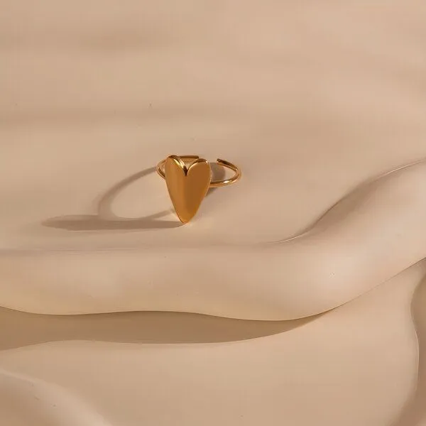 ELEKTROPULLI Größenverstellbarer HERZ Ring ca. 18 x 15mm von Elektropulli, Gold, – Produktbild 3 von 4