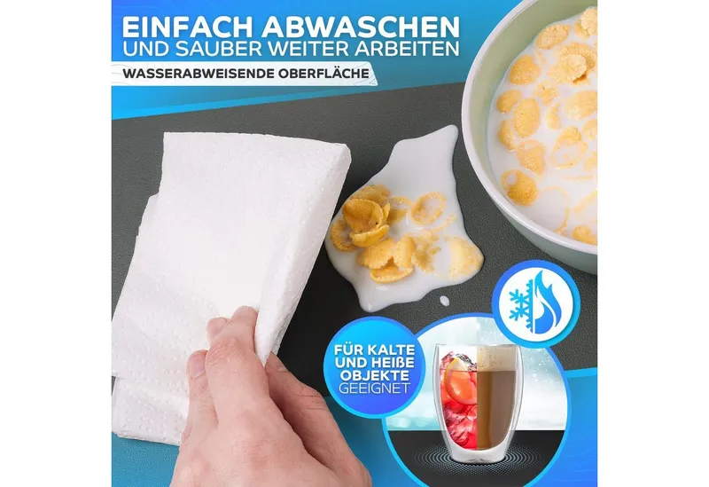 MAXLVL Gaming Mauspad Schreibtischunterlage - Mauspad mit Vernähte Kanten - abwaschbar (in 80x40 cm / 60x35 cm, Schreibtisch Unterlage für Büro), Tischunterlage Schreibtisch aus PU-Leder, Anthrazit, – Produktbild 4 von 5