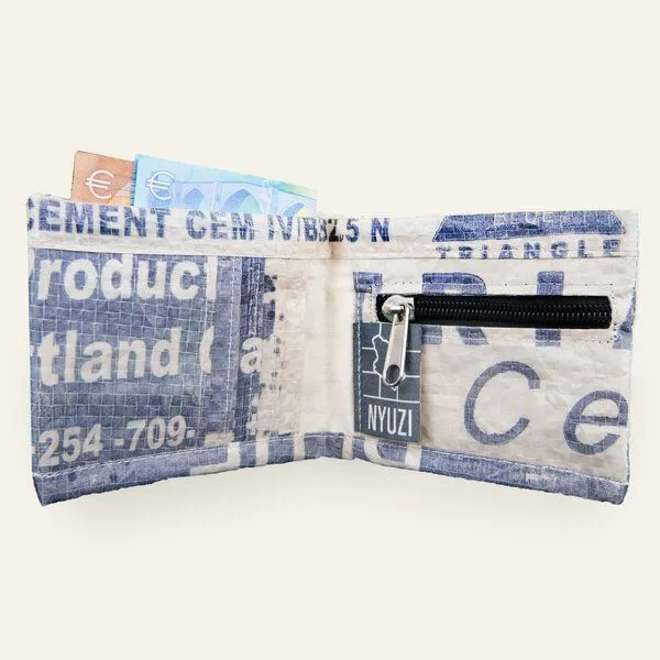 Nyuzi Blackwhite Nyuzi Blackwhite Mini Wallet aus Zementsäcken für Damen und Herren, Blau traingle cement, – Produktbild 1 von 3